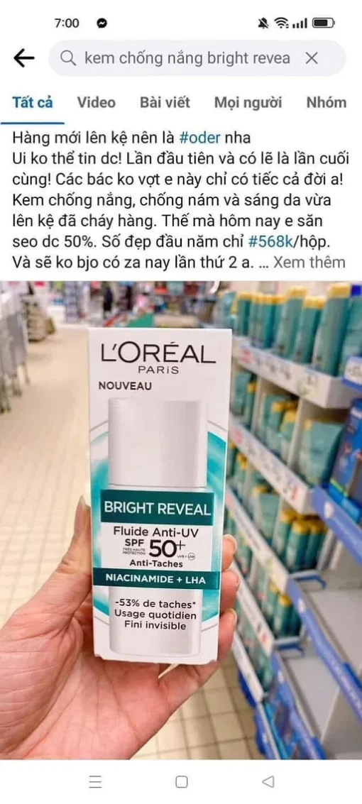 Kem chống nắng Bright Reveal Loreal 7